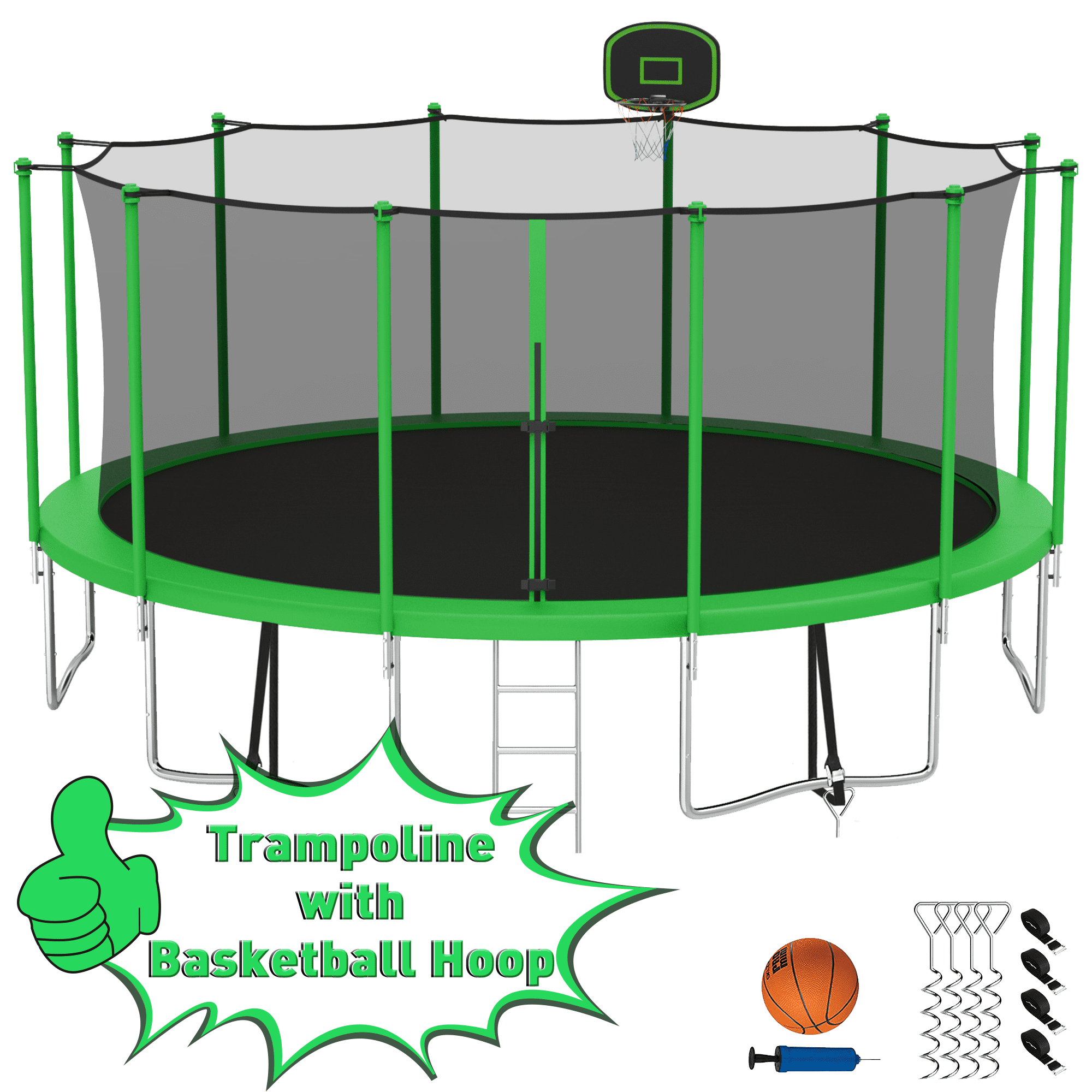 Kumix Trampoline with Enclosure Net for Kids Adults, 1500LBS 15FT