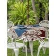 thumbnail image 3 of Outdoor Tablecloth with Umbrella Hole for Patio/Picnic/Party/Camping, Vintage Farmhouse Waterproof Table Cloth Round Cover Washable, Brown Country Star Berries Wooden Grain (Dia 60"), 3 of 8