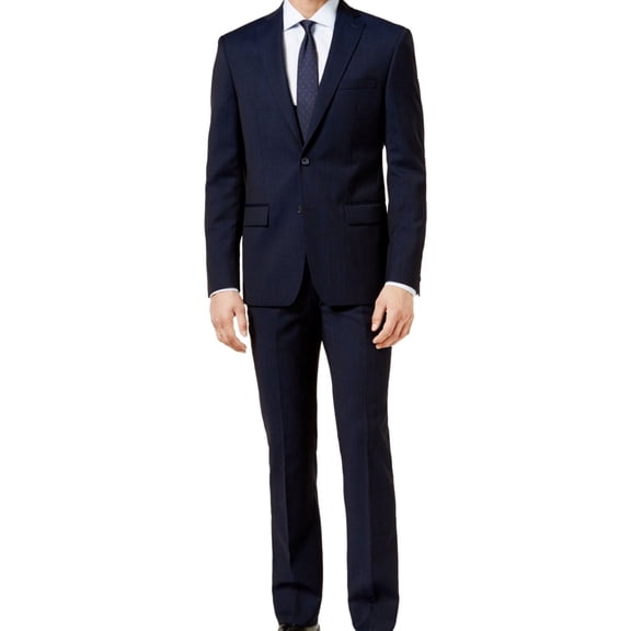 DKNY Mens Sheen Formal Tuxedo, Blue, 36 Regular / 29W x UnfinishedL