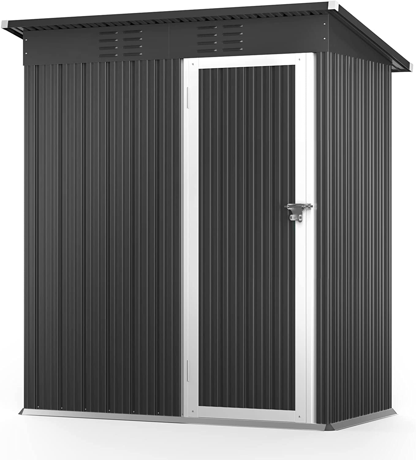 5' x 3' Outdoor Storage Shed, Metal Outdoor Storage Cabinet with Single Lockable Door, Waterproof Tool Shed,Gray - image 5 of 8