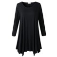 thumbnail image 1 of LARACE Tops de talla grande para mujer, camisas de manga 3/4, camisetas tipo túnica, ropa básica holgada para mujer (1X negro), 1 of 5