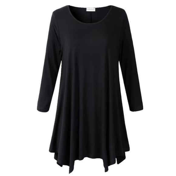 LARACE Tops de talla grande para mujer, camisas de manga 3/4, camisetas tipo túnica, ropa básica holgada para mujer (1X negro)