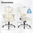 thumbnail image 3 of Costway PU Leather Swivel Office Desk Chair with Flip Up Armrest, Beige, 3 of 12