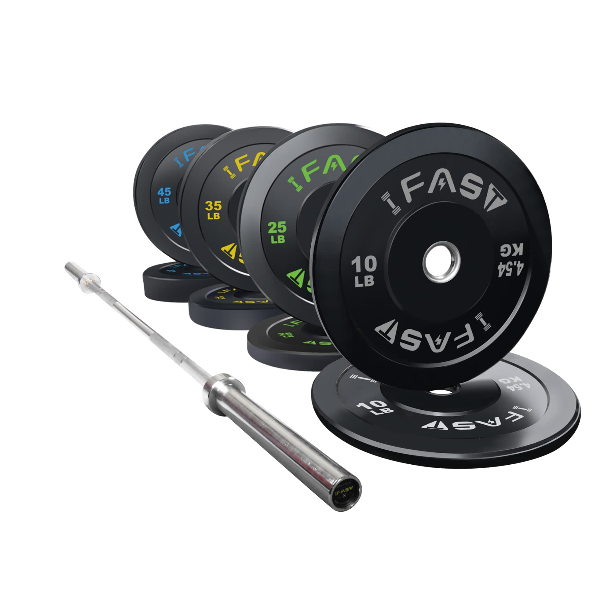 IFAST Home Gym Olympic Weight Set with 7Ft Olympic Barbell Bar, Bumper