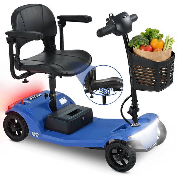 Segmart 4 Wheels Mobility Scooter, Mobility Scooter for Seniors and Adults,Heavy-Duty Mobility Scooter,Foldable,with Front and Rear Lights and a Basket, 24V x 300W Motor, Weight Capacity 300 lbs.