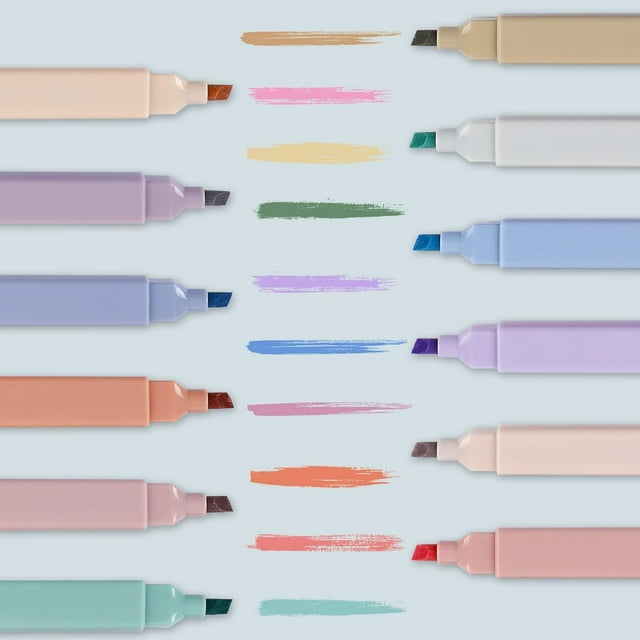 12 Pack Bible Pastel Highlighters Mild Assorted Colors with Soft Chisel Tip, No Bleed Dry Fast Easy to Hold, Cute Aesthetic Highlighter for Journal Bible Notes School Office Supplies