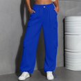 thumbnail image 3 of Women's Fashion Sport Solid Color Casual Sweatpants with Pockets - Long Pants for Everyday Wear and Winter Season,Dark Blue,2XL, 3 of 7