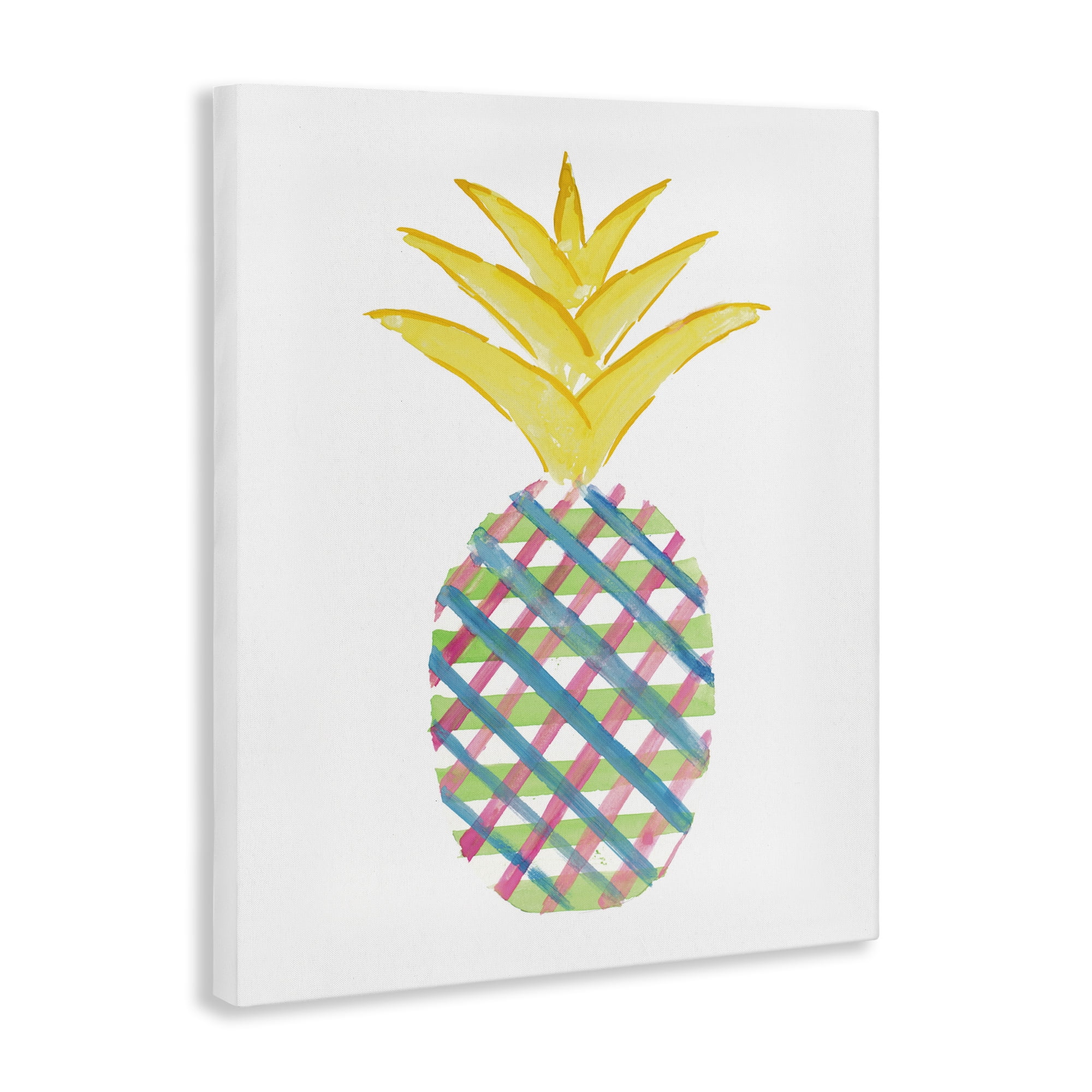 Stupell Industries Plaid Patterned Pineapple Food & Beverage Painting Gallery Wrapped Canvas Art Print Wall Art, 16 x 20