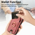 thumbnail image 5 of Wallet Case Compatible with iPhone 15 with Card Holder, 360° Rotation Finger Ring Stand PU Leather Cover Drop Protection with Magnetic Snap Case Cover for iPhone 15 - Pink, 5 of 8