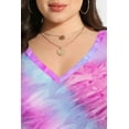 thumbnail image 5 of CASSIE LIZ Plus Size Women's Tops Pink Blue Tie Dye Short Sleeve Shirts Spring Fashion Clothes V Neck Puff Tee Shirts Casual Loose Fit Blouses Summer Tunics XL 14W 16W, 5 of 6