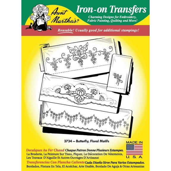 Aunt Martha's Butterfly, Floral Motifs 3734