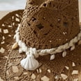 thumbnail image 7 of Jiibva Straw Cowboy Hats for Women Shell Decoration Western Cowgirl Hat Holiday Beach Sun Hat Hollow Out Wide Brim Summer Cowboy Hats for Beach Outdoor, 7 of 7