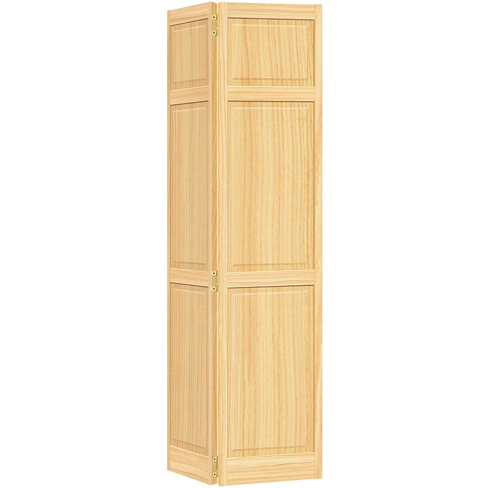 28 in. x 80 in. Traditional Six Panel Clear Solid Core Pine Bi-fold Door