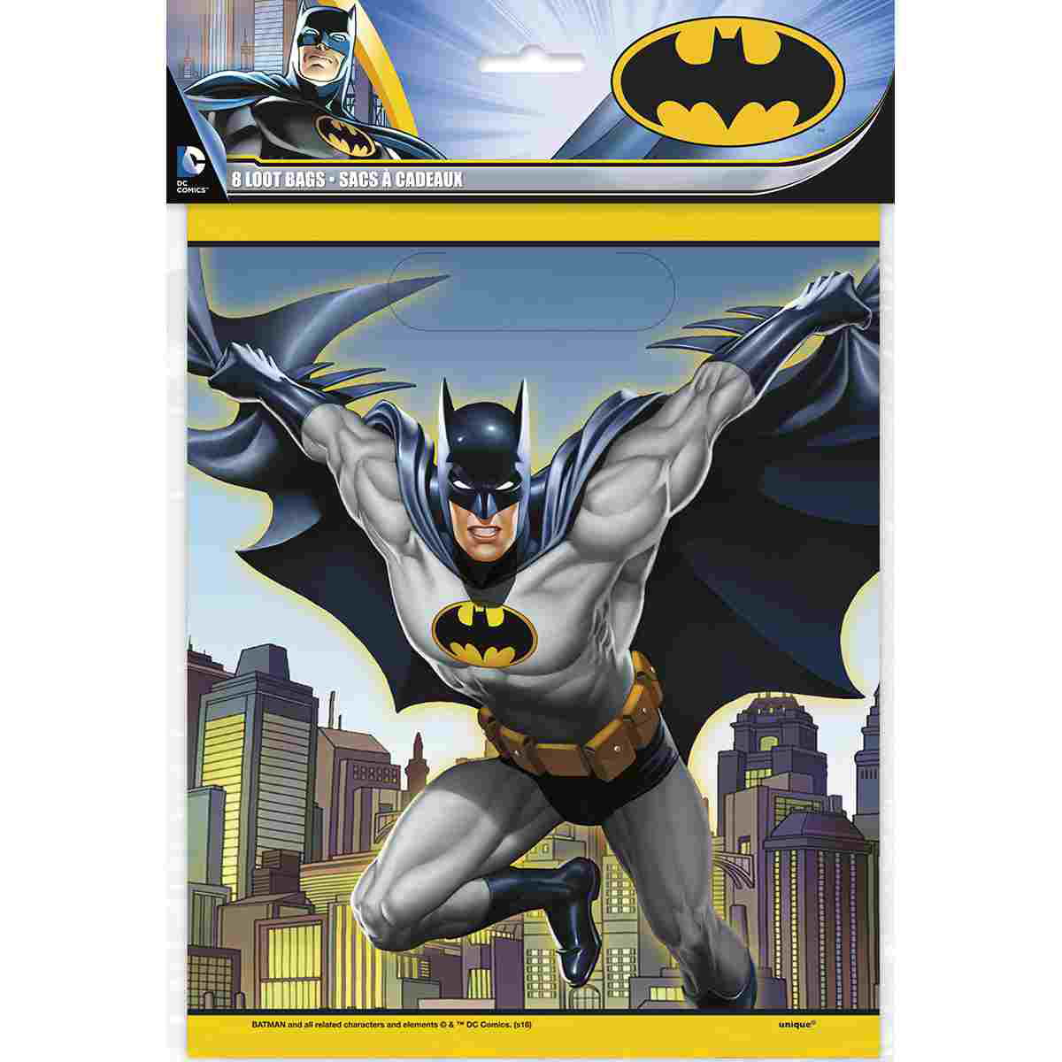 DC Batman Treat Favor Bags 8 Per Package Birthday Party Supplies New 