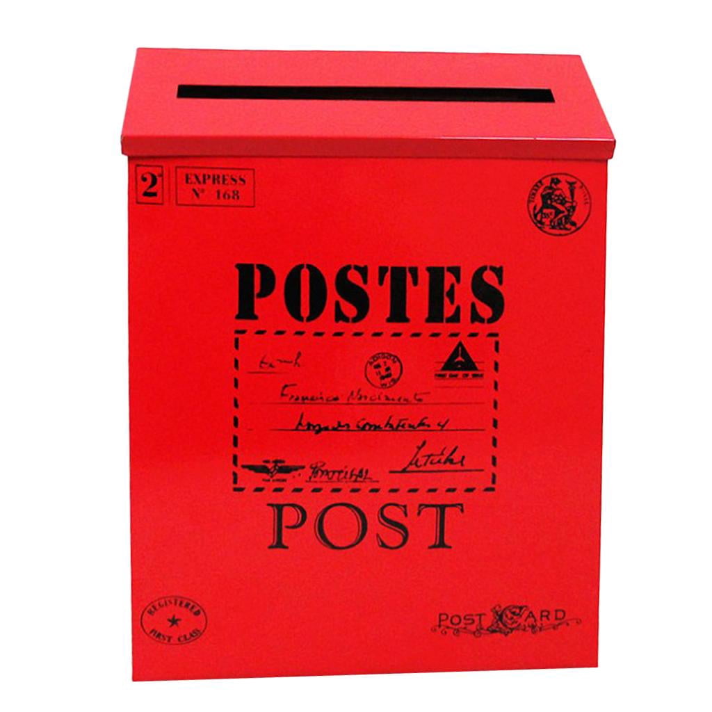 Vintage Style Outdoor Letter Post Box Mailbox Wall Mounted Secure Mail Red