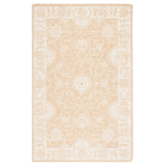 SAFAVIEH Jardin Wilson Floral Wool Area Rug, Yellow/Ivory, 8' x 10'