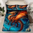 thumbnail image 2 of Homewish Magical Dragon Twin Sheet Sets 3pcs for Teens Boys Girls,Orange Blue Twin Fitted Sheet Microfiber,Universe Galaxy Breathable Flat Sheet,Luxury Bedroom Decor, 2 of 7