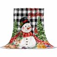 thumbnail image 2 of Winter Snowman Throw Flannel Blanket 50x60In Merry Christmas Xmas Tree Elk Black Plaid Super Soft Cozy Bed Blanket, Lightweight Plush Fuzzy Bed Throw for Bedroom Sofa Couch Living Room, 2 of 4