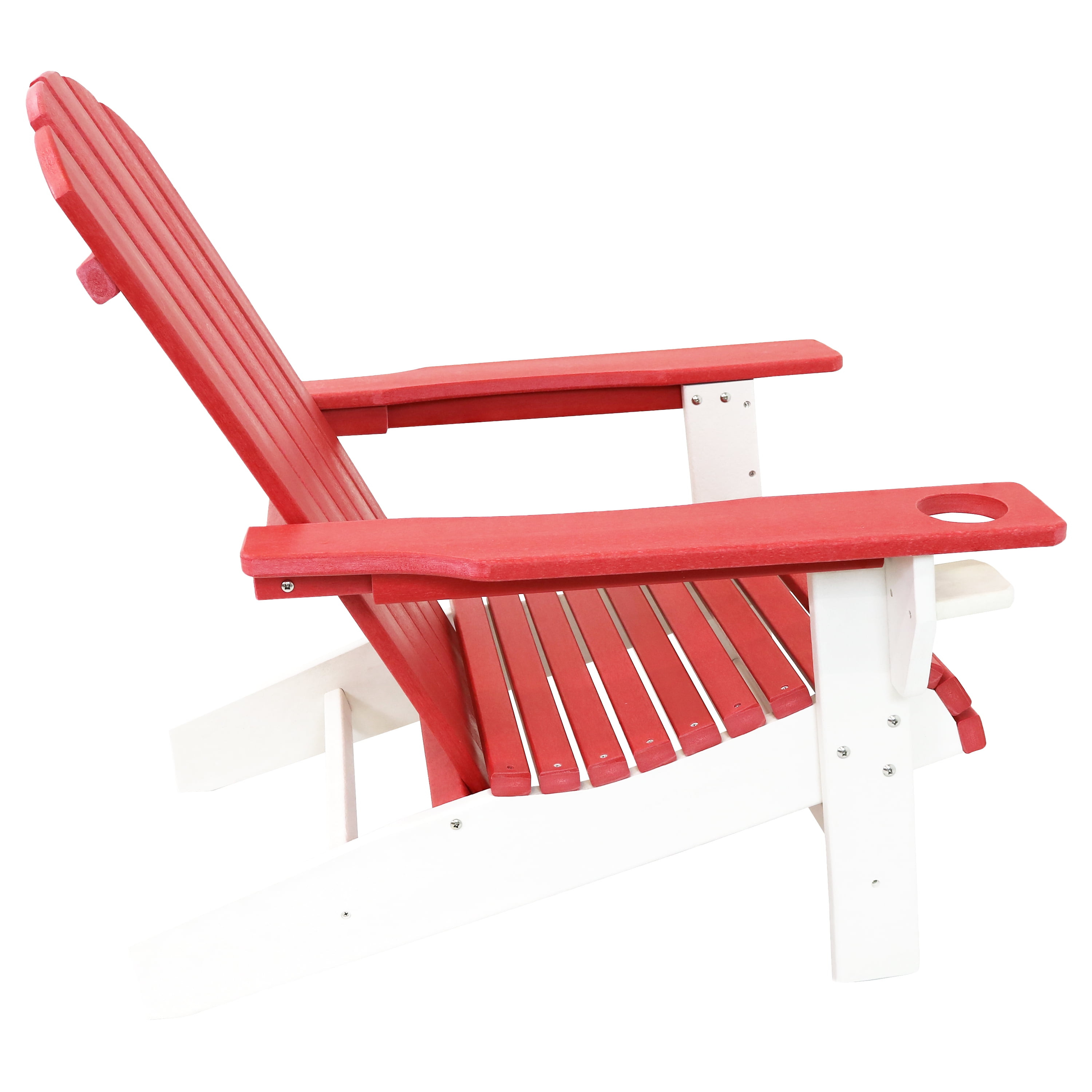 Sunnydaze All-Weather 2-Tone Outdoor Adirondack Chair with Cup Holder - Red/White