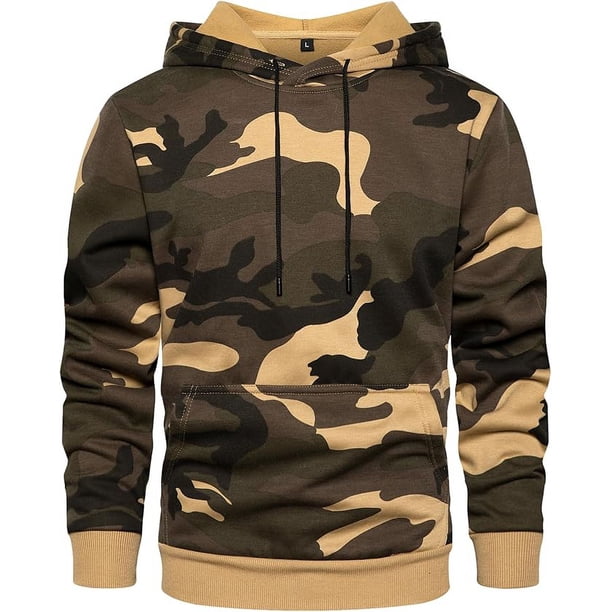 Sudadera polar con capucha y estampado de camuflaje para hombre