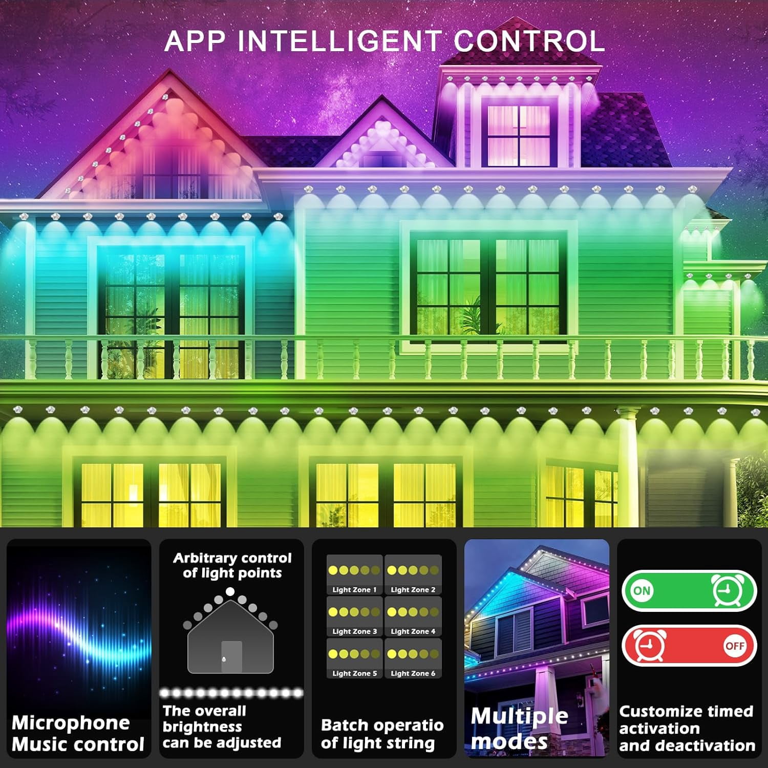 100FT Permanent Outdoor Lights, IP67 Waterproof Smart RGB Eaves Lights with App/Remote Control, Outdoor Lights for Outdoor Decor, Garden Decor, Christmas, House, Party, Holiday.