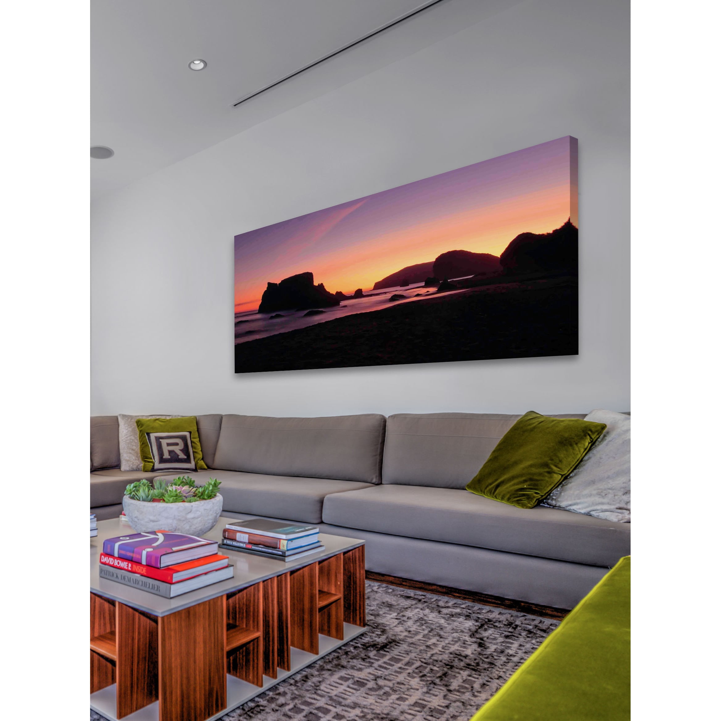 MARMONT HILL  - Oregon Coast Silhouette Painting Print on Canvas - Multi-Color 36 x 18