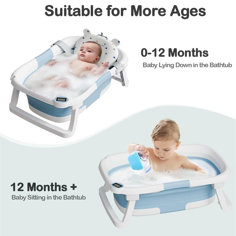 Foldable Baby Bathtub with Thermometer and Soft Net photo 3