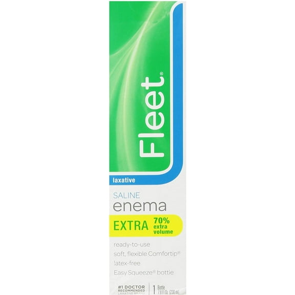 Fleet Laxative Saline Enema Extra Volume Lubricated Gentle Glide Tip, 7.8 oz 6 Pack