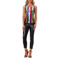 thumbnail image 2 of INSPIRE CHIC Women's Metallic Tank Top Halloween Club Party Shiny Sparkly Holographic Cami Top M Rainbow, 2 of 6