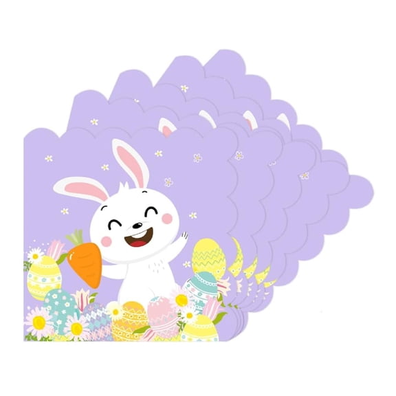 Yhmxh 20 pcs Easter Napkins, Purple Bunny & Egg Design Paper Napkins for Spring Party (6.5 x 6.5inch Folded), Disposable Easter Cocktail Napkins for Easter Table Decorations & Party Supplies