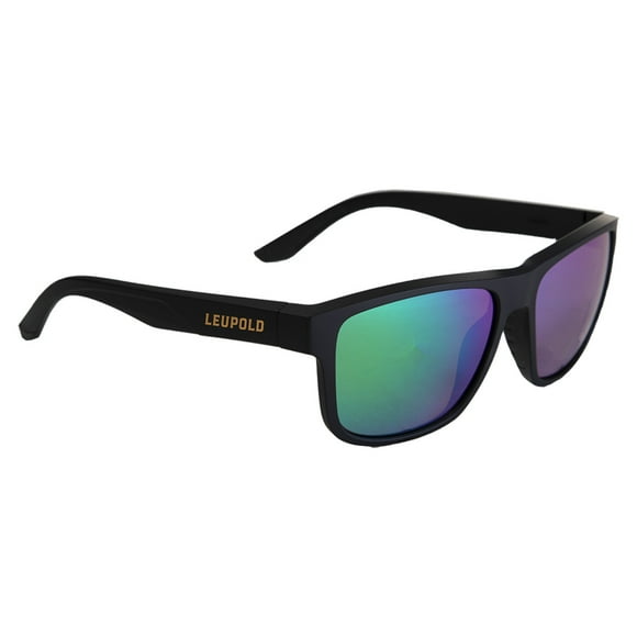 Leupold Katmai Polarized Sunglasses for Men Matte Black with Emerald Mirror Lenses