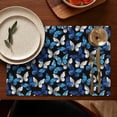 thumbnail image 4 of Blue White Butterfly Pattern Summer Placemats Table Placemats Set Of 6-Linen Kitchen Washable Placemats Table Mats 11.8"x17.7" Non-Slip Heat Resistant, 4 of 5