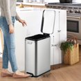thumbnail image 6 of GAOMON Slim 13 Gallon Stainless Steel Trash Can, Step-On Rectangular Garbage Bin with Removable Inner Bucket & Soft-Close Lid, for Kitchen - Silver, 6 of 7