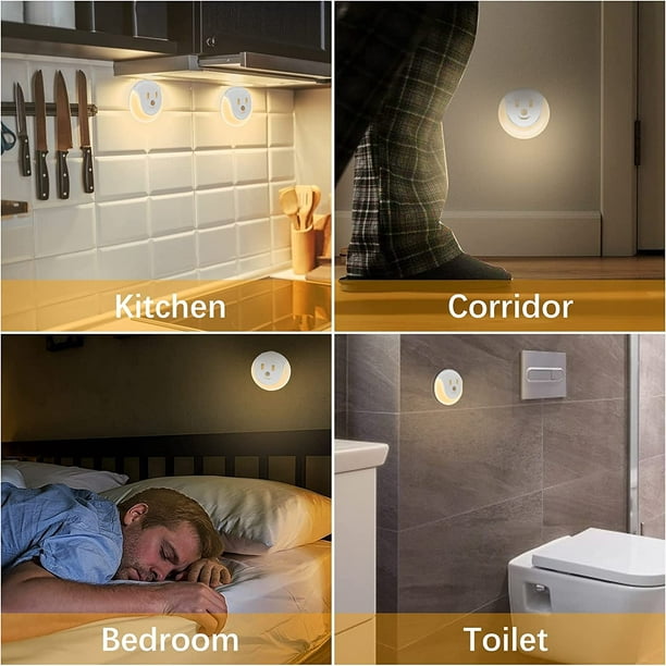 Veilleuse LED avec détecteur de mouvement - Rechargeable USB - 3 modes  (marche/arrêt/auto) - Lampe pour chambre à coucher, armoire, chambre  d'enfant, escaliers, cave, salle de bain [2 pièces] 