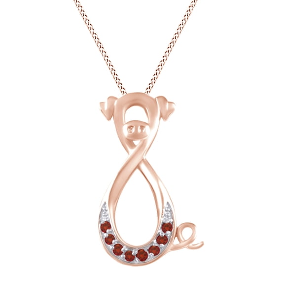 Pig Infinity Pendant Necklace In 14K Rose Gold Over Sterling Silver