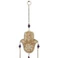 thumbnail image 4 of DecMode 32" Brown Mango Wood Handmade 3 String Hamsa Buddha Windchime with Glass Beads and Cone Bells, 4 of 7