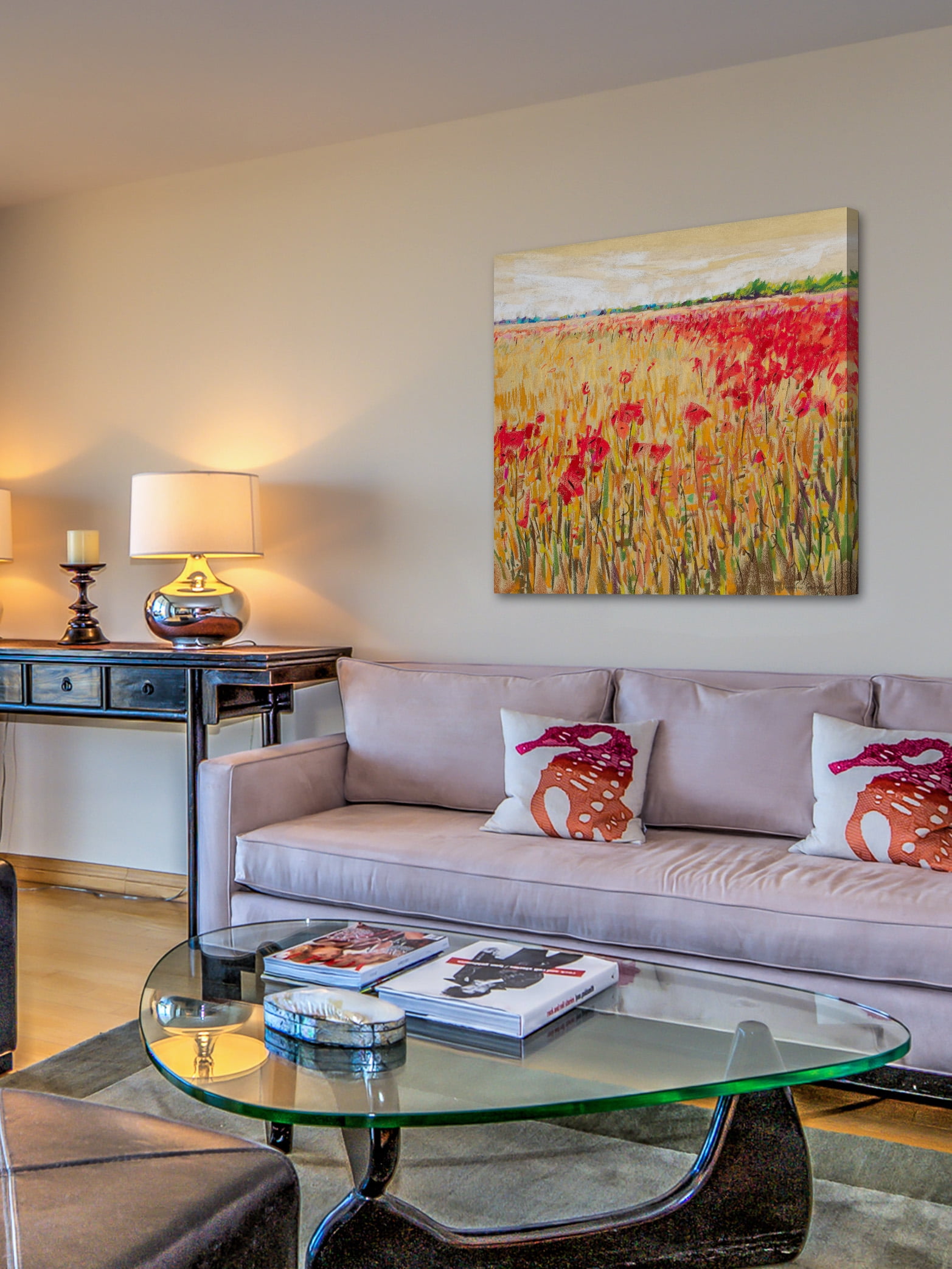 "Corn and Poppies XIV" Painting Print on Wrapped Canvas