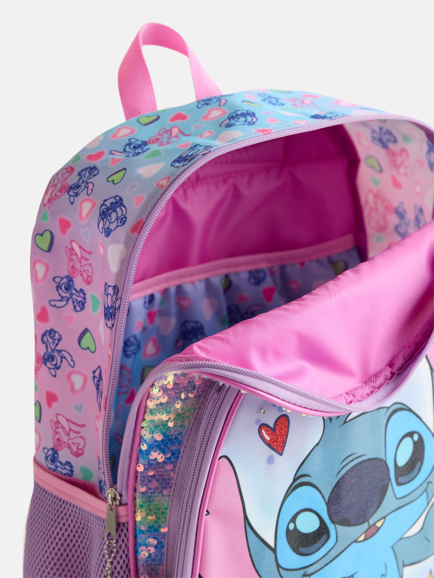Disney Lilo & Stitch Girls 17" Rainbow Sequined Light Up Backpack
