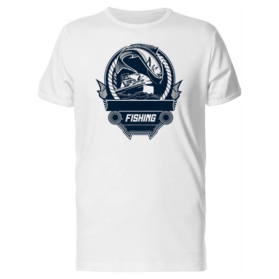 Fishing Logop Blue Art T-Shirt Men -Image by Shutterstock, Male Small