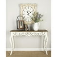 thumbnail image 3 of DecMode 46" x 30" White Wood Intricately Carved Scroll Console Table with Brown Wood Top, 1-Piece, 3 of 16
