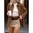 thumbnail image 5 of Faux Suede Jacket Women Fall Fashion Leather Jackets Long Sleeve Button Down Winter Coats Shackets Outerwear Brown M, 5 of 9
