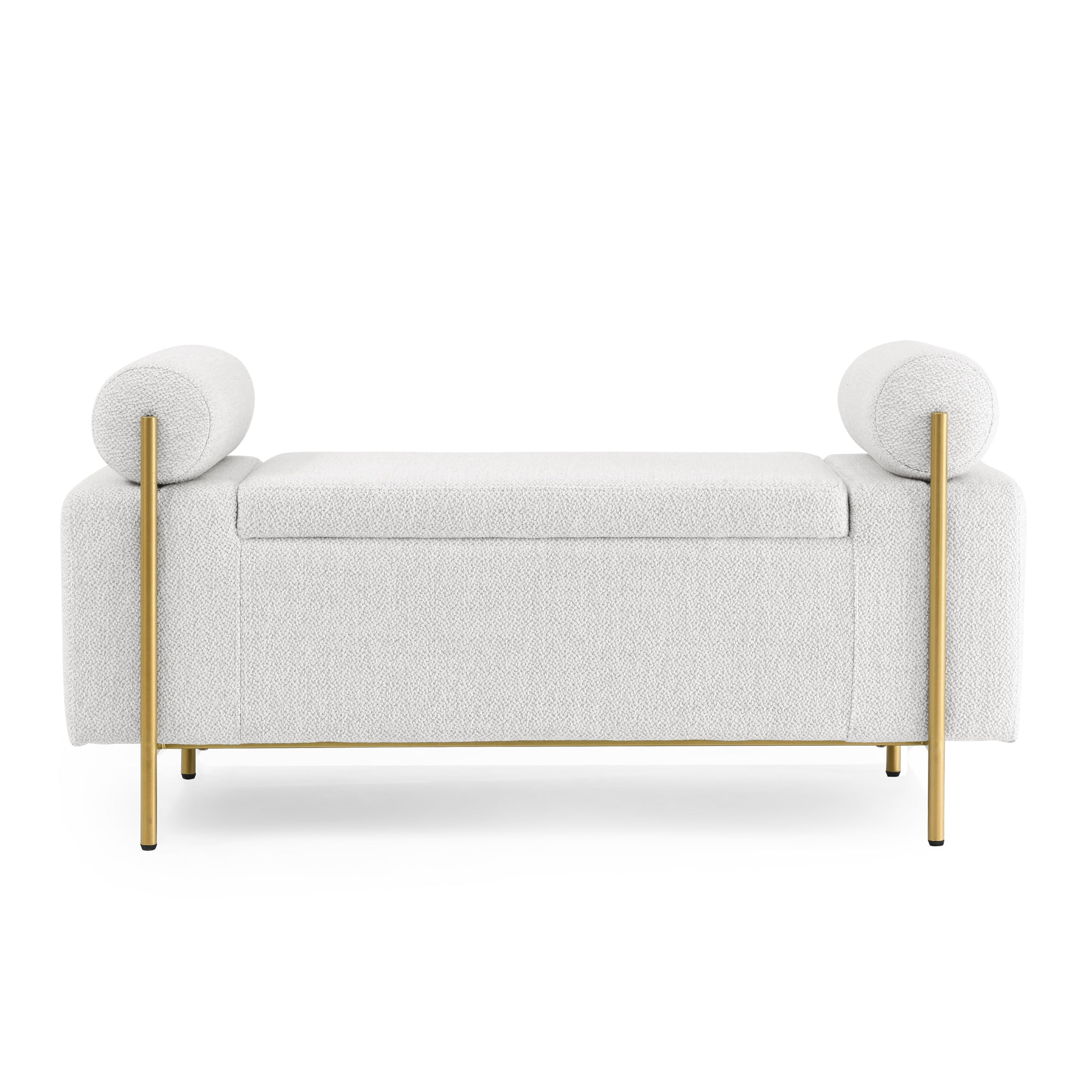 Gewnee Multifunctional Storage Bench - Soft Linen Cushion, Sturdy Iron Legs, White - Ideal for Window Seats & Ottomans