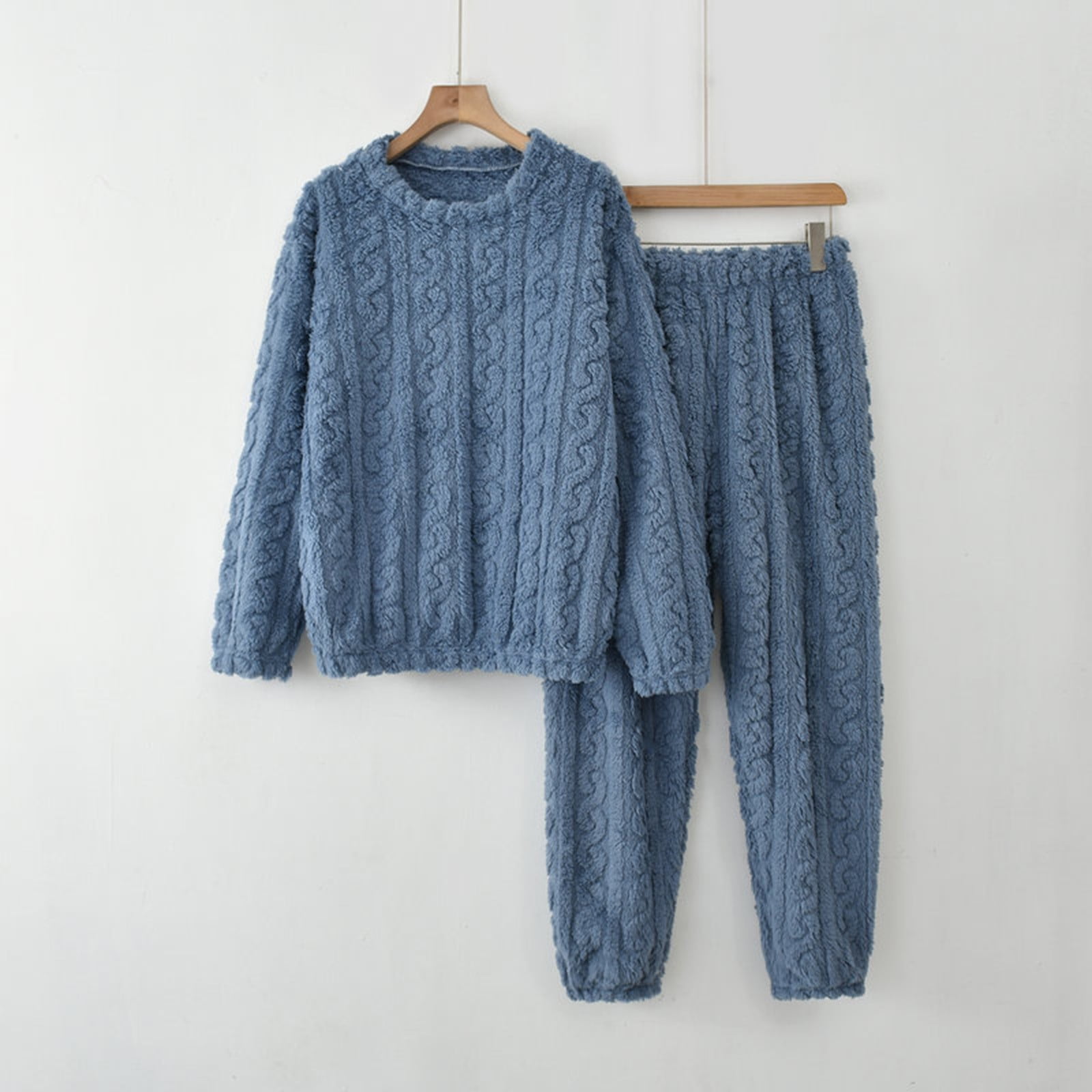 Diufon Womens Winter Warm Pajama Sets Fuzzy Flannel Pullover Top Pants Home Sleepwear Casual Suits