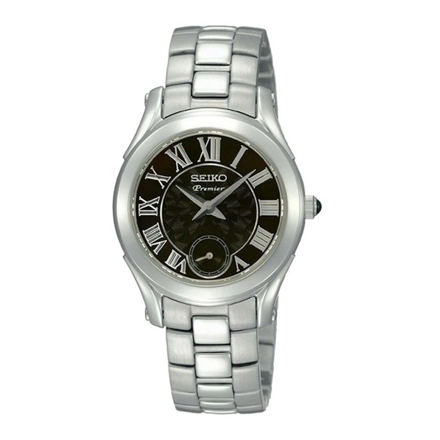 Reloj Seiko SRKZ71 Premier Silver Acero inoxidable Dial negro para mujer