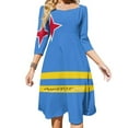 Flag Of Aruba Square Neck Dress New Plus Size Elegant Women Waist Tight