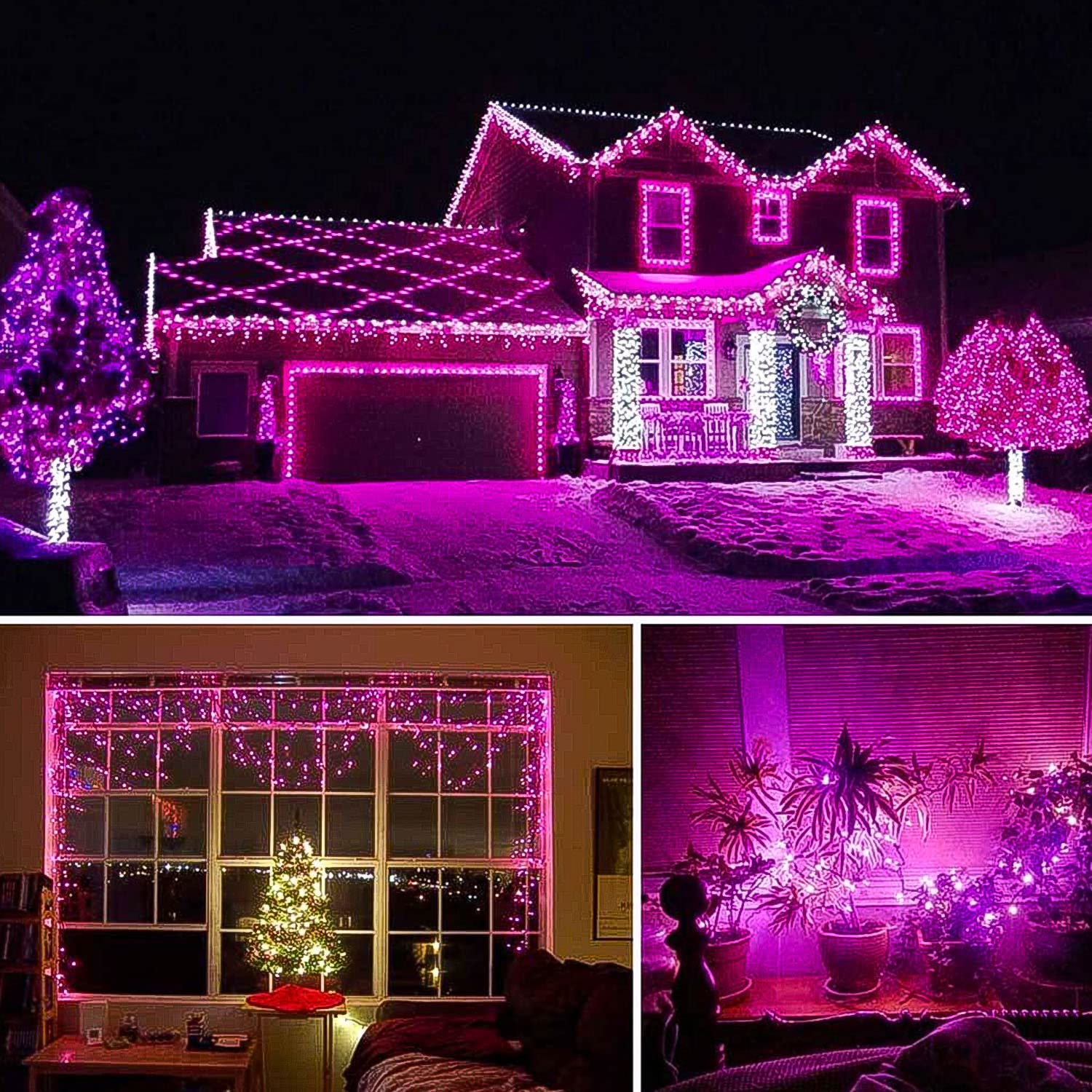 Bincy 33FT LED Christmas String Lights, Pink, 100 Bulbs, 8 Modes photo 7