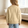 thumbnail image 3 of Spazoro Girls Crew Neck Knit Sweater, Breathable Warm Solid Color Long Sleeve Pullover Tops for Daily Layering Beige Size 3-4T, 3 of 9