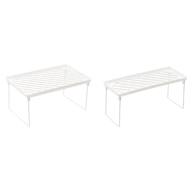 (2-Pack) Rinsvye Expandable Stacking Cabinet Shelf Water Bottle Storage Rack S/M/L Sizes Folding Sink Divider Stackable Counter Rack Organizer Cupboard Plate Dish Counter and Pantry Organizer Kitche