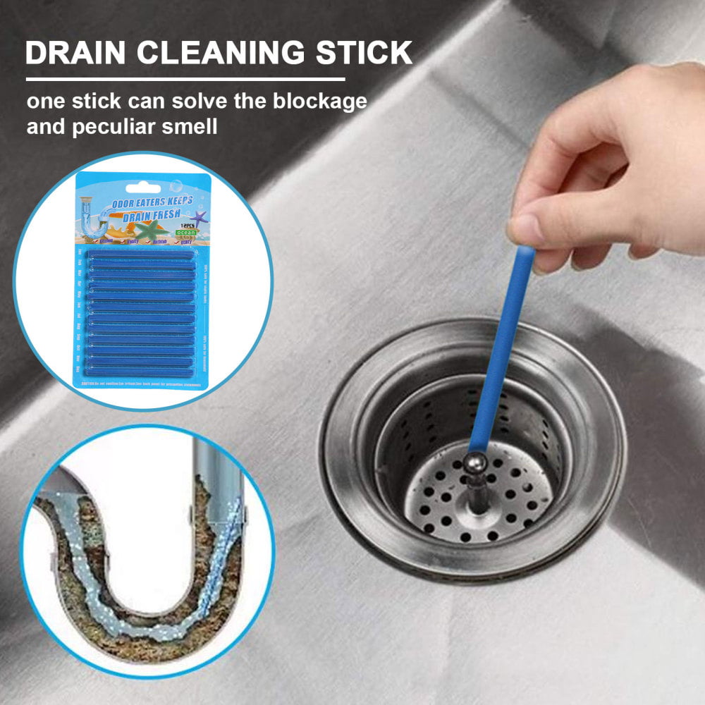 Cleaning Pipe Clog Remover 12Pcs Household Drain Cleaner Sticks For Kitchen  Sink