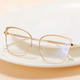 thumbnail image 3 of Montura de gafas de moda para mujer, lentes planas de color, montura de gafas con luz antiazul de Metal, 3 of 5